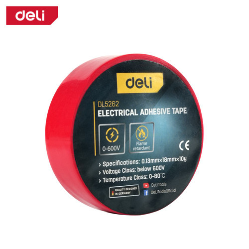 DELI Elektrik Yalıtım Bandı 0.13mm 18mm 10m Kırmızı İzolasyon Bandı