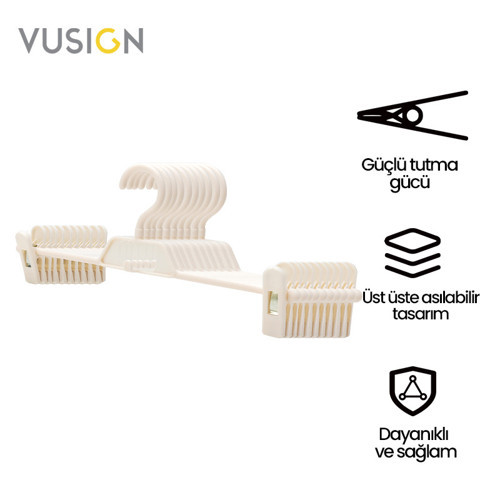 VUSIGN Plastik Pantolon Askısı – Mandallı Kıyafet Askısı – 34×14,5×2,5 cm – Ahşap Rengi