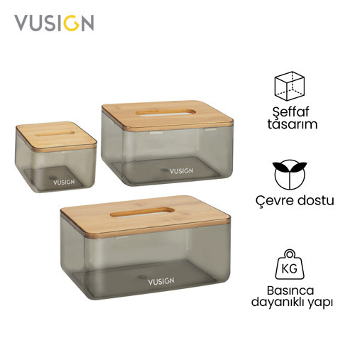 VUSIGN Bambu ve ahşap mendil kutusu