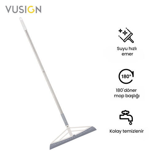 VUSIGN Sihirli Süpürge Silikon Başlıklı Çok Amaçlı Temizlik Çekçeği 34,5x90,5 cm Ahşap Rengi