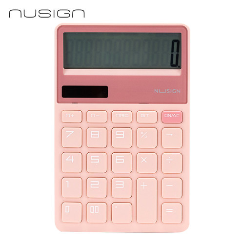 NUSIGN 12 Haneli Hesap Makinesi Plastik Pembe