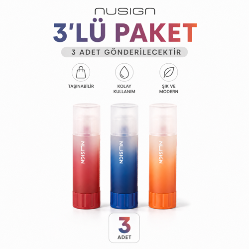 NUSIGN Güçlü Yapıştırıcı Stick 15 g Şeffaf Güçlü 3 Adet