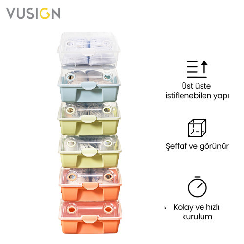 VUSIGN Açılır Kapaklı Şeffaf Ayakkabı Kutusu Ayakkabı Organizer 31.5x21x11 cm 10'lu Paket