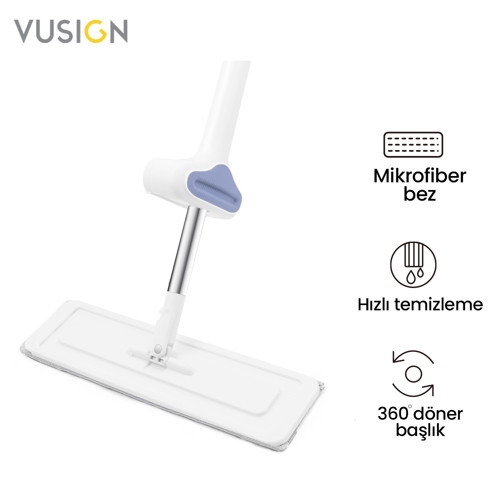 VUSIGN Mikrofiber Düz Mop Paspas Zemin Temizleme Mop 56x15x6.5 cm Ahşap Rengi