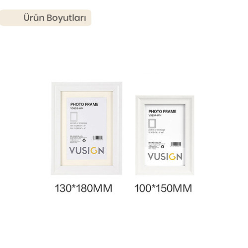 VUSIGN MDF Ahşap Kabartmalı Çerçeve Masaüstü ve Duvar Askılı Fotoğraf Çerçevesi 2'li Set