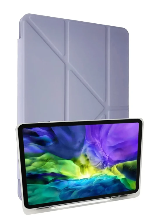 Apple iPad 10.2 (8.nesil) Kılıf Kalemlikli Mars Tablet Kılıfı - Lila
