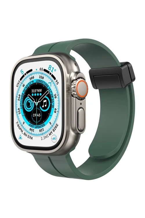 Apple Watch 42mm KR412 Elegance Stylısh Kordon - Koyu Yeşil