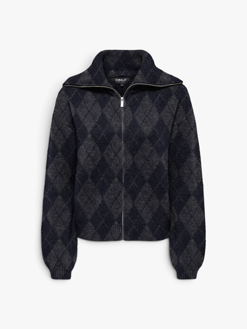 ONLMAROON LS ZIP COLLAR CARDIGAN KNT Kadın Mavi Hırka - 15358211