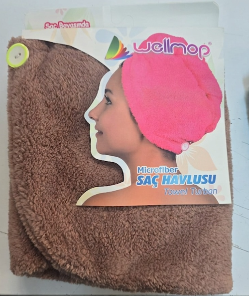 Mikrofiber Düğmeli Saç Havlusu Kahverengi