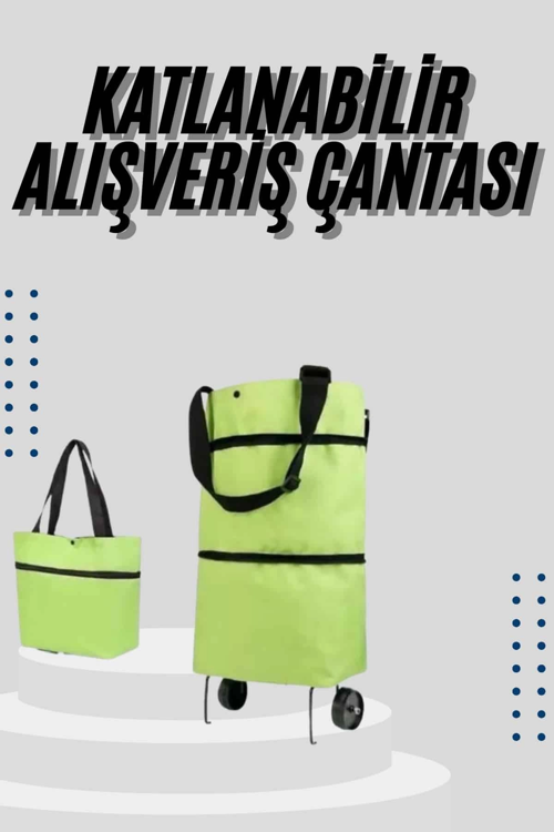 zeyta12 Katlanabilir Tekerlekli Çantalı Çarşı Pazar Arabası Alışveriş Çantası Piknik Çan