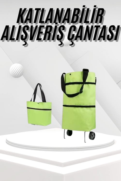 zeyta12 Katlanabilir Tekerlekli Pazar Market Çarşı Arabası Market Alışveriş Çantası zeytan4