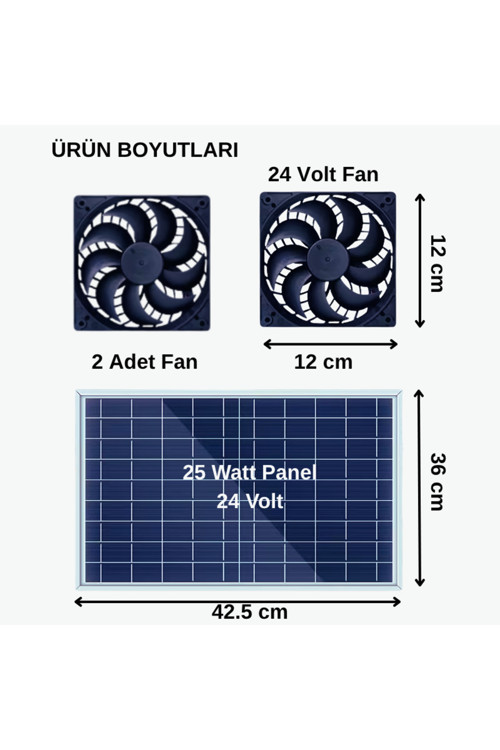 25W Solar Panel Fan Kiti | Küçük Tavuk Kümesleri, Seralar, Kulüpler, Evcil Hayvan Evleri Için Dc Fan, Çıkarılabilir Solar Şarjlı Pencere Havalandı
