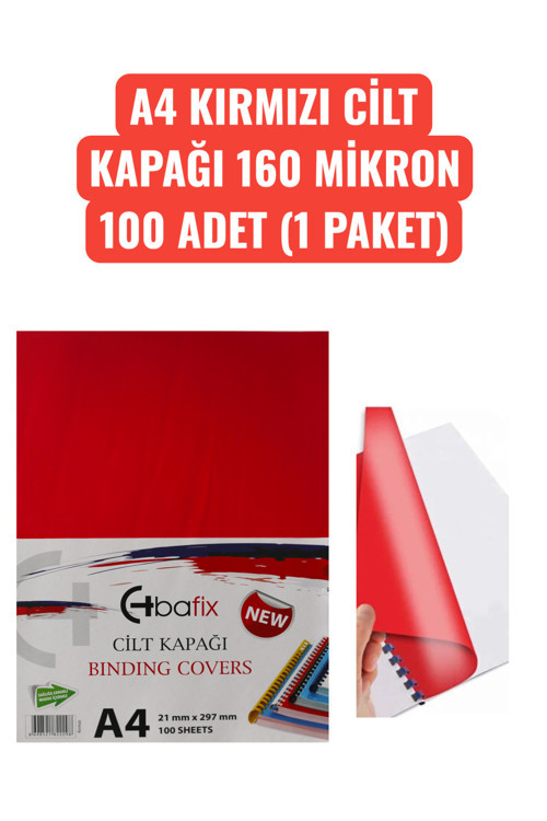 A4 KIRMIZI CİLT KAPAĞI 160 MİKRON 100 ADET (1 PAKET)
