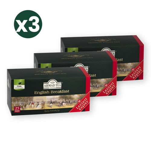 English Breakfast Bardak Poşet Çay 25'li 50 G 3'li Ekonomik Paket – Toplam 75 Bardak Poşet