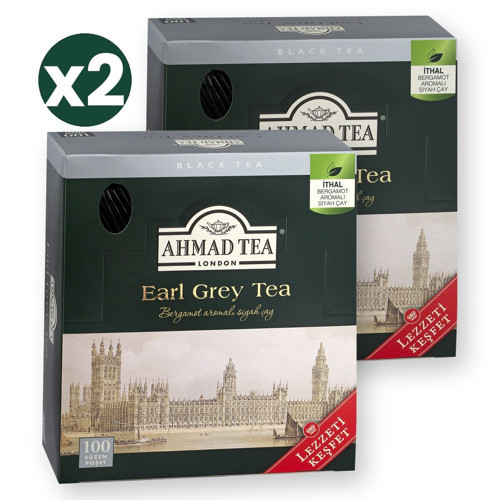 Earl Grey Bardak Poşet Çay 100'lü 200 G 2'li Ekonomik Paket – Toplam 200 Bardak Poşet