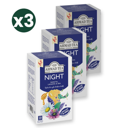 Night Karışık Bitki Çayı 20'li 3'li Ekonomik Paket – Toplam 60 Poşet Çay