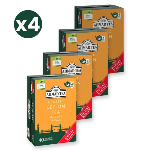 Klasik Ceylon Tea Demlik Poşet Çay 40x2 G 4'li Ekonomik Paket – Toplam 160 Demlik Poşet