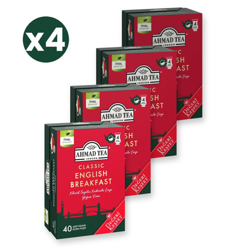 Klasik English Breakfast Demlik Poşet Çay 40x2 G 4'li Ekonomik Paket – Toplam 160 Demlik Poşet