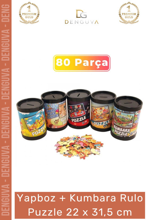 #Puzzle Eğitici 80 Parça Yapboz Çocuk Gelişim Seti Zeka Oyunu Kumbara Rulo Puzzle 22 x 31,5 cm