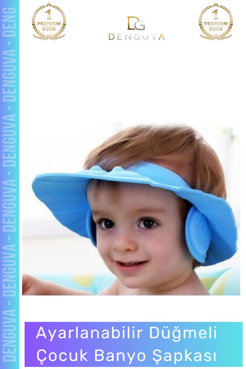 #BebekBanyoŞapkası Fantazer Bebek Banyo Şapkası Ayarlanabilir Su Geçirmez Kaliteli Su Kaçırmayan Mav