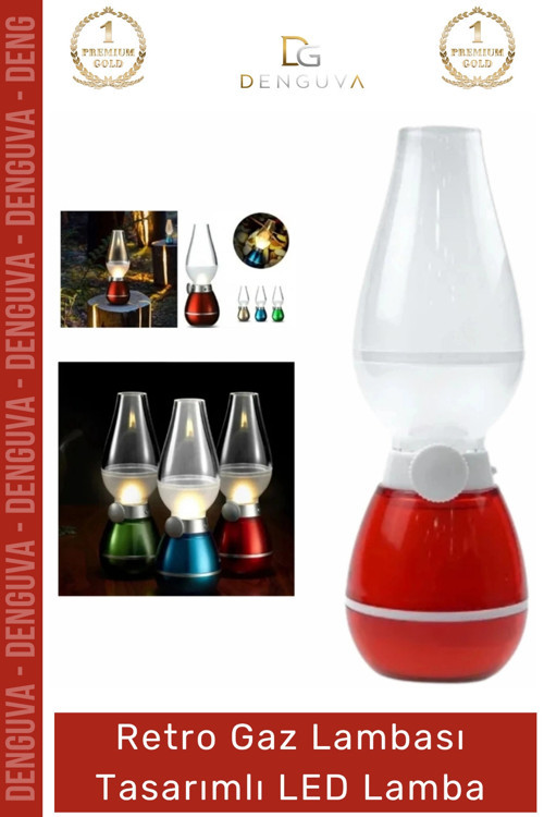 #LedLamba Nostaljik Şarjlı USB Üfleme Sensörlü Dimmerli Masa Retro Gaz Lambası Tasarımlı LED Lamba -