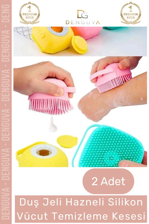 #Lif Şampuan Hazneli Silikon Köpek Kedi Yıkama Fırçası Vücut Temizleme Kesesi Banyo Lifi - 2 Adet