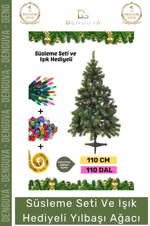 #NoelPaketi Kaliteli Sık Yapraklı Plastik Ayaklı Şık Dekoratif Çam Ağacı Noel Paketi 110 Cm 110 Dal