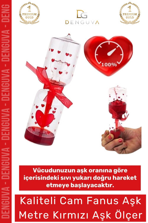 #AşkÖlçer Sihirli Cam Fanus Enerji Ölçer Hediyelik Romantik Sevgiliye Aşk Metre Kırmızı Aşkölçer