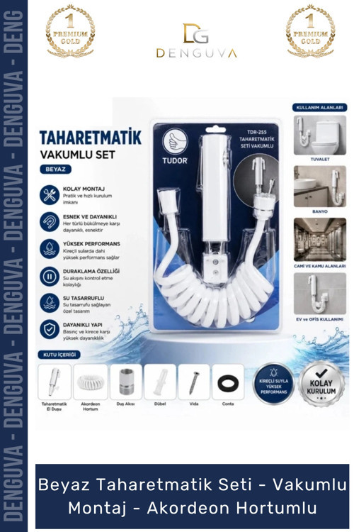 #Taharetmatik Beyaz Taharetmatik Seti Hijyenik Dayanıklı Tasarruf Vakumlu Montaj Akordeon Hortumlu
