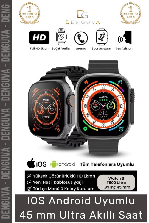 #AkıllıSaat Watch8 Ultra 2023 Smart Watch Su Geçirmez Nabız Ölçer iOS Android 45mm Ultra Akıllı Saat
