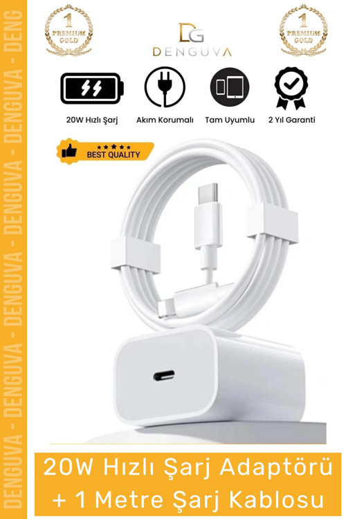 #ŞarjAleti iPhone 20W USBC Hızlı Şarj Adaptörü Lightning Kablo Akım Korumalı Seti 14 15 Plus Pro