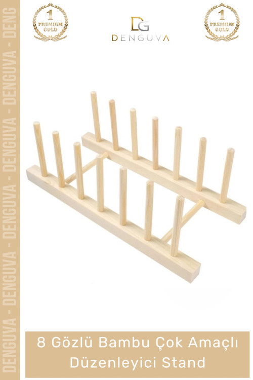 #DüzenleyiciStand Bambu Ahşap Mutfak Tabaklık Kurutmalık Organizer Çok Amaçlı Düzenleyici 8 Gözlü St