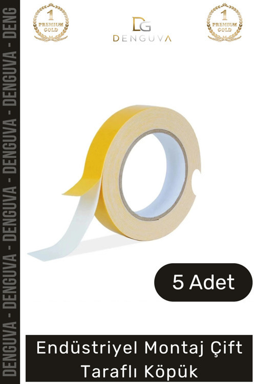 #KöpükBant Çift Taraflı Güçlü Yapışkanlı Sabitleyici Endüstriyel Montaj Köpük Bant 10mt - 5 Adet