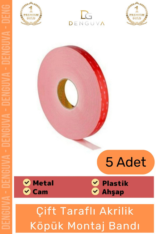 #MontajBandı Çift Taraflı Güçlü PE Köpük Akrilik Yapışkanlı Sabitleme Montaj Bandı 19mm X 2mt - 5 Ad