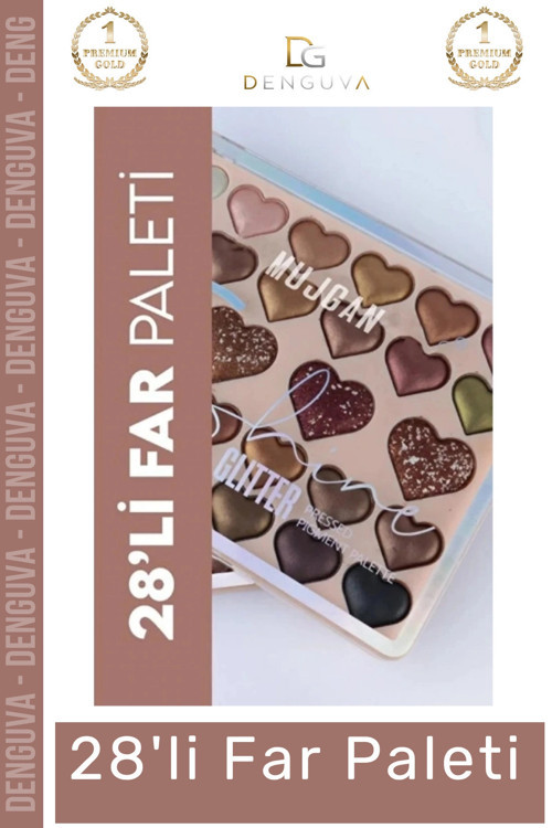 #FarPaleti Sedefli Shine Kalp Tasarım 56 Renk Profesyonel Yoğun Pigment Tozutmaz Far Paleti 2'li Set
