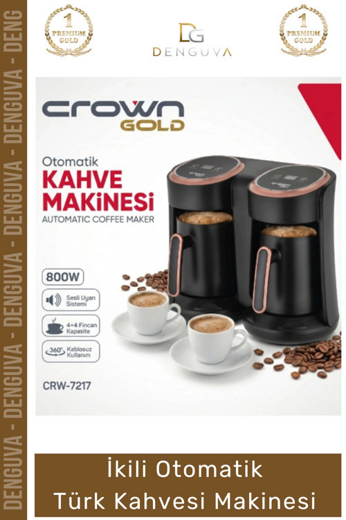#KahveMakinesi Crown Közde Pişirme Köpüklü Tasarım Şık 800W Siyah Gold İkili Otomatik Türk Kahve Mak