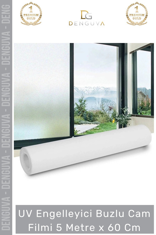 #CamFilmi Buzlu UV Engelleyici Güneş Korumalı Gizlilik Sağlayan Dekoratif Cam Filmi 5 Metre x 60 Cm