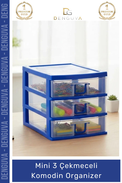 #Çekmece Masa Üstü Ofis Makyaj Takı Şeffaf Plastik Masaüstü Mini 3 Çekmeceli Komodin Organizer - 1 A