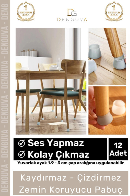 #MasaPabucu Silikon Sandalye Masa Mobilya Koruyucu Kaydırmaz Zemin Çizilmez Pabuç Ayak Kılıf 12 Adet