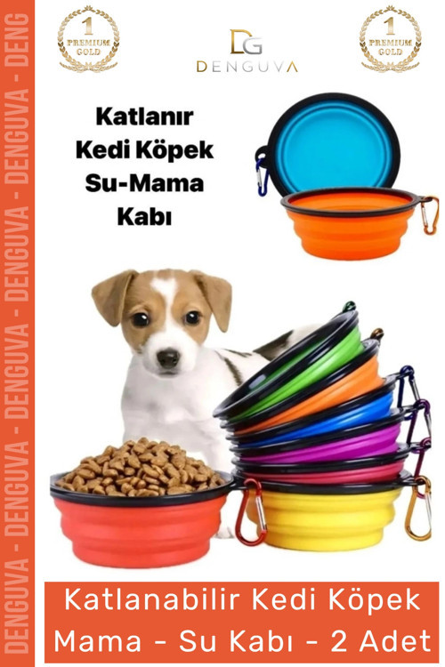 Seyahat Tipi Taşınabilir Kancalı Silikon Katlanabilir Kedi Köpek Evcil Hayvan Mama Su Kabı