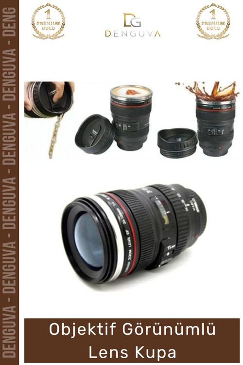 #LensBardak Paslanmaz Çelik Lens Tasarım Isı Yalıtımlı Siyah 300ml Objektif Çay Termos Mug Bardak
