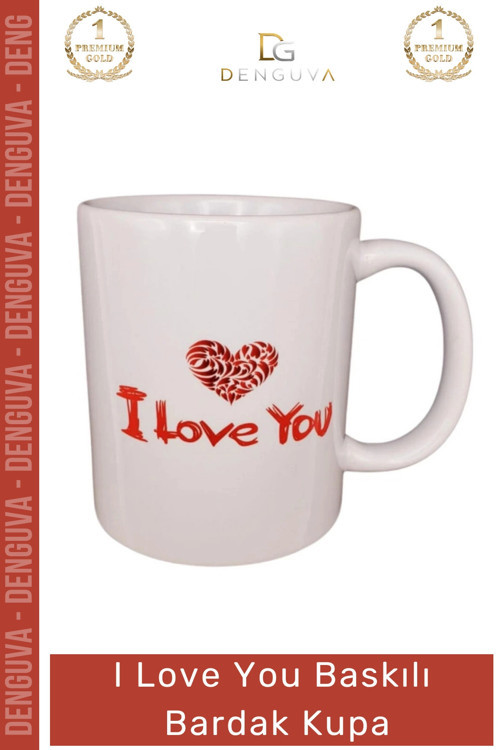#Bardak Porselen Sevgililer Günü Hediyelik Toptan Şık Tasarım I Love You Baskılı Bardak Kupa