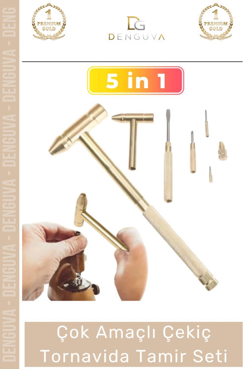 #TamirSeti 5 in 1 Çok Amaçlı Taşınabilir Ergonomik Kompakt Ev Araç Saat Çekiç Tornavida Tamir Seti
