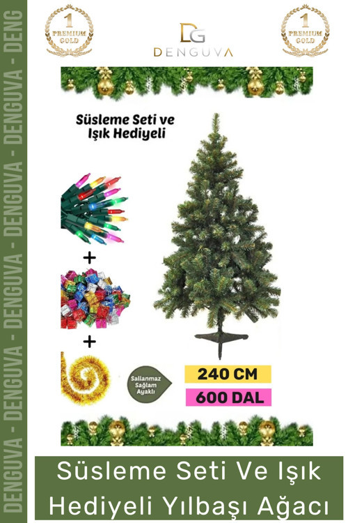 #NoelPaketi Lüks Yılbaşı Çam Ağacı Dekoratif Yapay Yeşil Sık Dallı Modern Noel Paketi 240 Cm 600 Dal