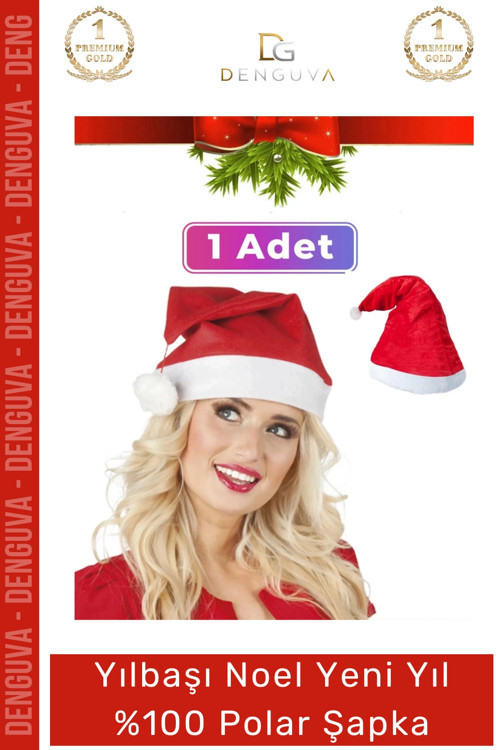 #Şapka Kırmızı Yılbaşı Kostüm Aksesuarı Çocuk Yetişkin Şık Noel Baba 100 Polar Şapka 1 Adet