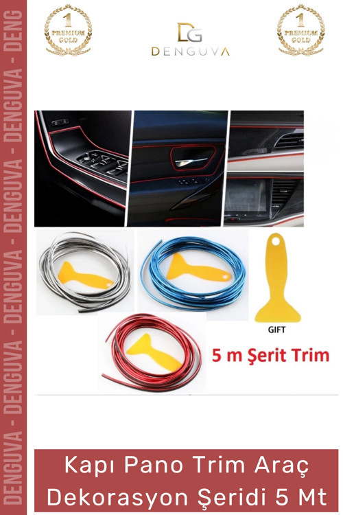 #OtoDekor İç Trim Galvanik Şerit Pano Süsleme Esnek PVC Lüks Aksesuar Araba Dekorasyon 5 Metre