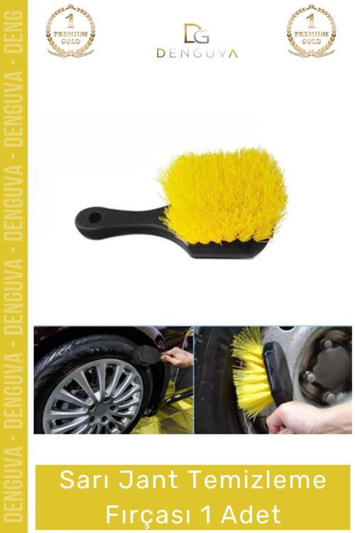 #TemizlemeFırçası Sarı Ergonomik Saplı Profesyonel Oto Bakım Ürünü Güçlü Sert Kıllı Jant Temizleme F