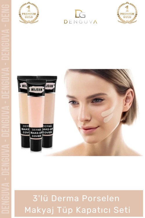 #KapatıcıSet Profesyonel Derma Porselen 3lü Aydınlatıcı Kontur Kapatıcı Makyaj Tüp Kapatıcı Seti