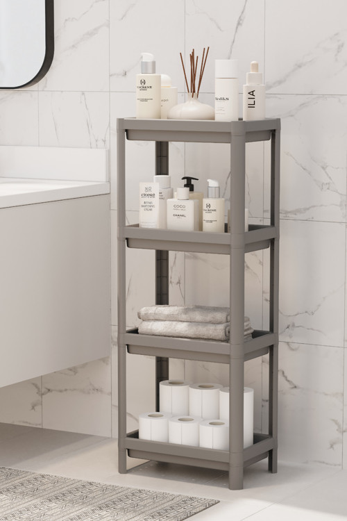 4 Katlı Banyo Raf Ünitesi Vesken Banyo Düzenleyici Şampuanlık Havluluk Dolap