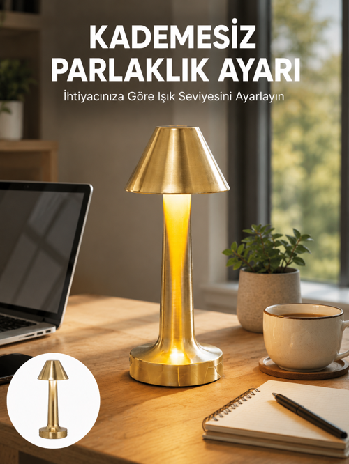 Led Masa Lambası 3 Renk Ayarlı Şarjlı Tasarım Yeni Nesil
